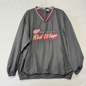 Detroit‎ Red Wings Jacket Mens XL Black NHL Hockey Pullover Windbreaker Retro